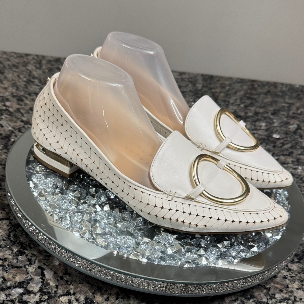 Jones New York White Loafers with Gold Accents EUC 11W